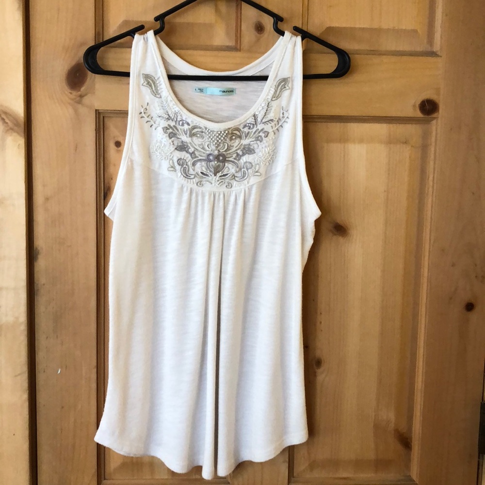 White blouse with beading on top